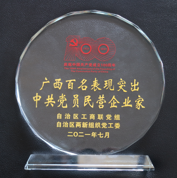 覃勝先董事長獲廣西百名表現突出(chū)中共黨員民營企業家